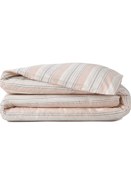 Striped Smooth Percale Sarı %100 Pamuk Çift Kişilik Nevresim Kılıfı 200X220