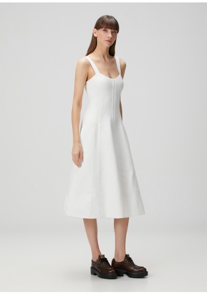 Beyaz Midi Triko Elbise modelleri