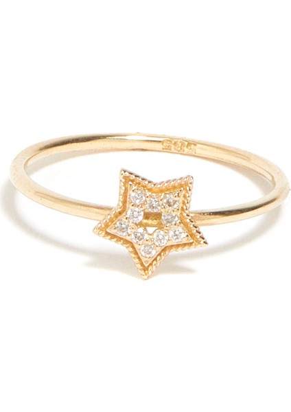 Taşlı Yıldız Detaylı Kadın Altın Yüzük fiyatları