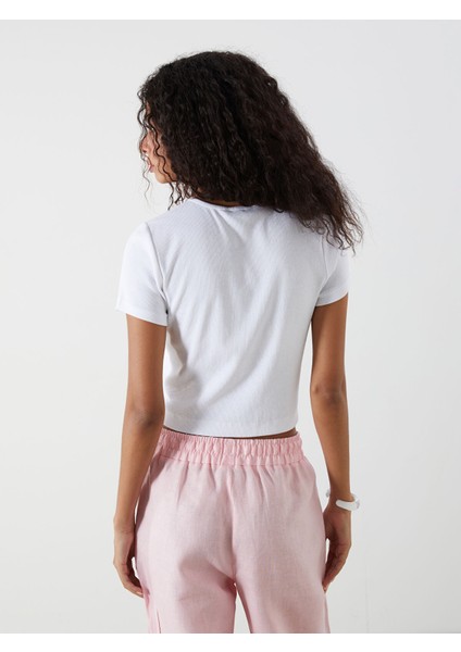 Yeni Sezon Bisiklet Yaka Dokulu Kadın Tişört fırsatları