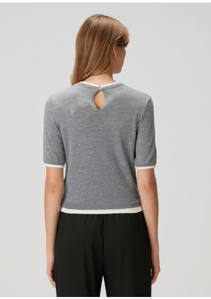 Mylesio Gri Kısa Kollu Yün Triko fırsatları