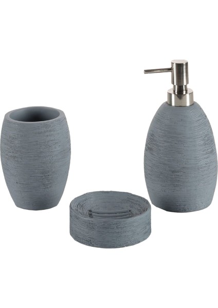 Root Gri Polirezin 3'lü Banyo Seti