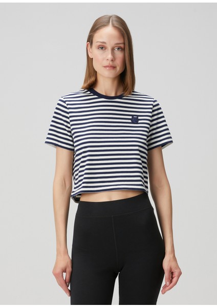 Lacivert Beyaz Çizgili T-Shirt