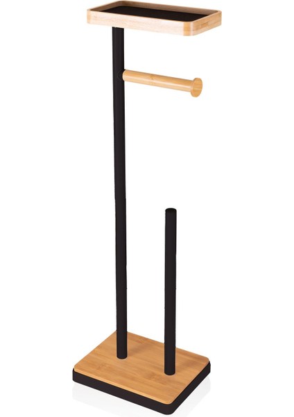 Siyah Metal Tepsili Tuvalet Kağıdı Standı