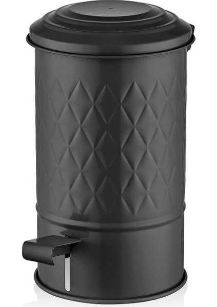 Prizma Siyah Galvaniz Pedallı Banyo Çöp Kovası 5 Lt
