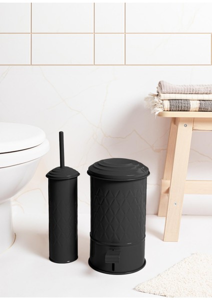 Prizma Siyah Galvaniz Pedallı Banyo Çöp Kovası 5 Lt fiyatları