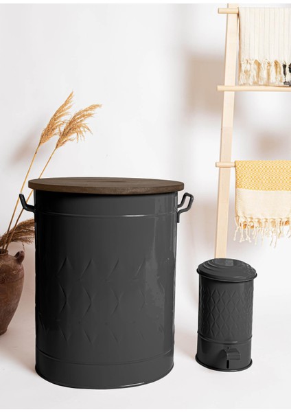 Prizma Siyah Galvaniz Pedallı Banyo Çöp Kovası 5 Lt modelleri