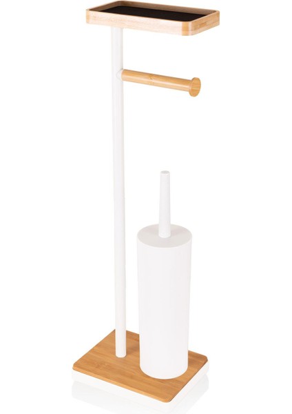 Beyaz Metal Tepsili ve Fırçalı Tuvalet Kağıdı Standı fiyatları