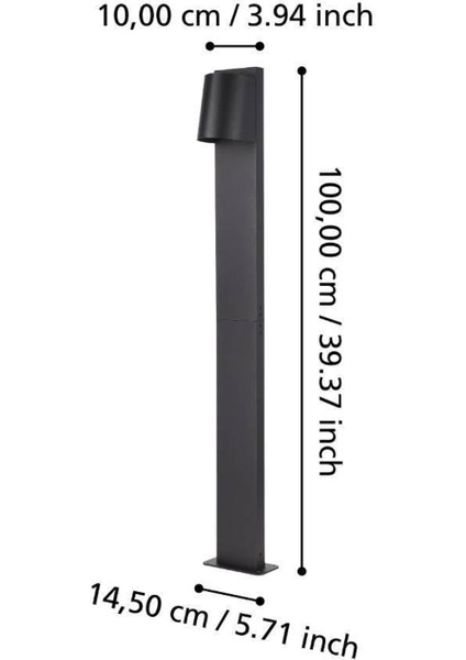 Stagnone Siyah Alüminyum Çelik Dış Mekan Aydınlatması 100 cm modelleri