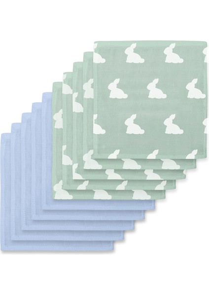 Mono Lapin Matcha Green & Endless Blue Müslin 10'lu Bebek Ağız Bezi