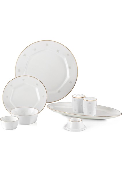 Mislina Lotus Altın 6 Kişilik 34 Parça Bone Kahvaltı Takımı