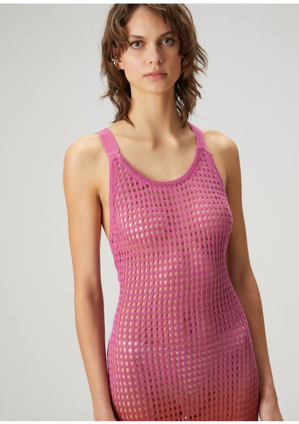 Pembe Degrade Renkli Keten Plaj Elbisesi fırsatları