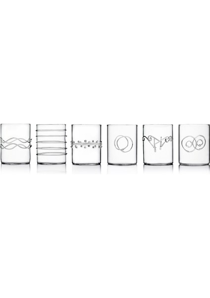 Deco Koleksiyonu No:2 Kabartma Desenli Borosilikat Cam 6'lı Su Bardağı Seti