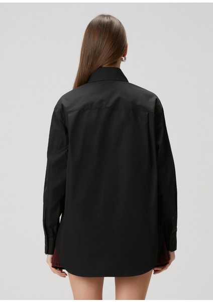 Oversize Siyah Poplin Gömlek fırsatları