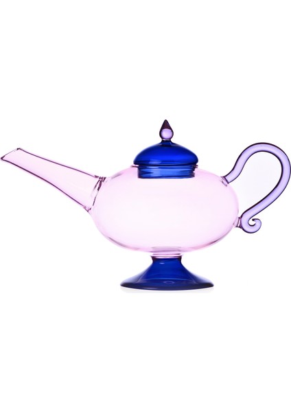 Sogni D'oriente Koleksiyonu Mavi Kapaklı Pembe Cam Demlik