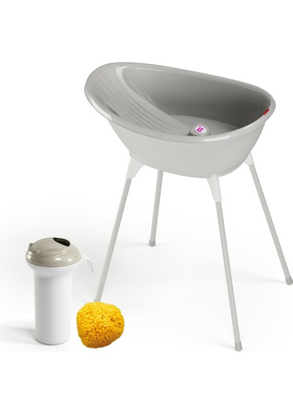 Bella Çift Yönlü 0-12 Ay Gri Banyo Küveti Seti