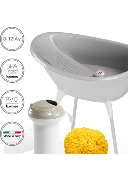 Bella Çift Yönlü 0-12 Ay Gri Banyo Küveti Seti fiyatları