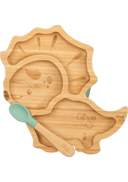 Dino Organik Bambu Vakum Tabanlı Çocuk Yemek Takımı