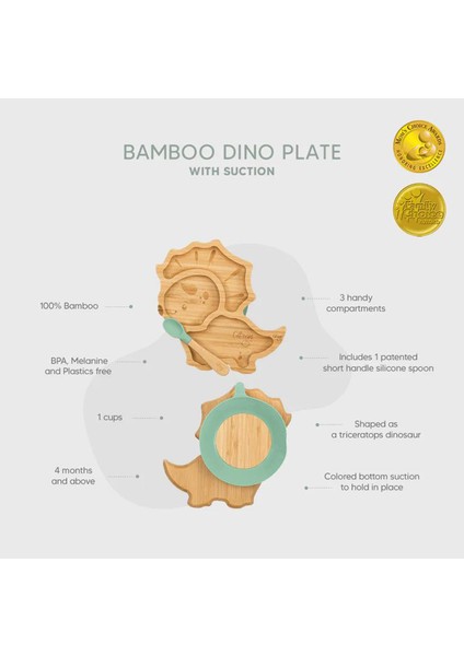 Dino Organik Bambu Vakum Tabanlı Çocuk Yemek Takımı indirimleri