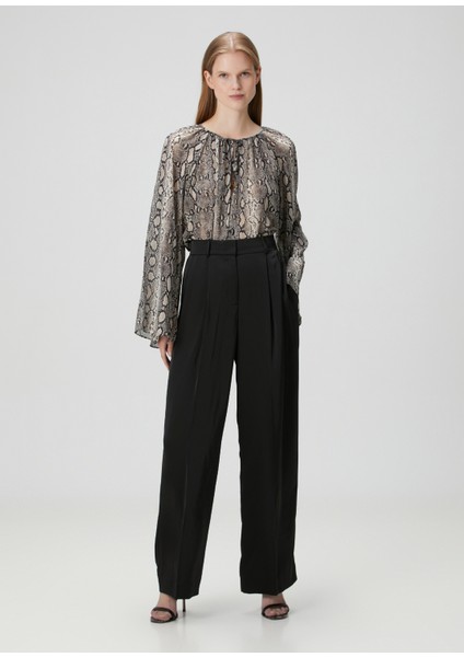 Siyah Wide Leg Saten Pantolon