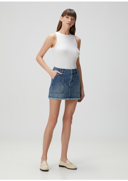 Mavi Mini Denim Etek