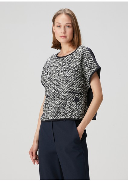 Koyu Mavi Tweed T-Shirt