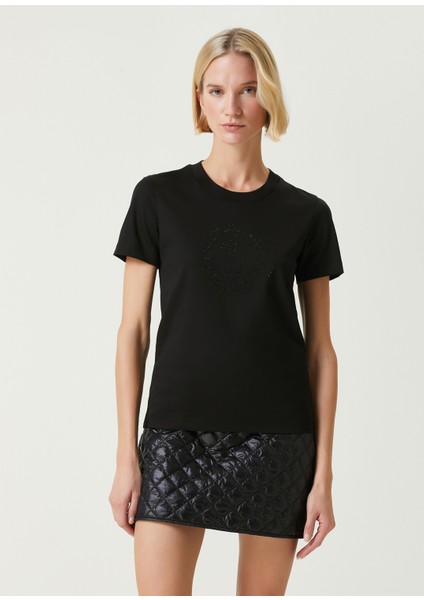 Siyah Taşlı Logolu T-Shirt modelleri