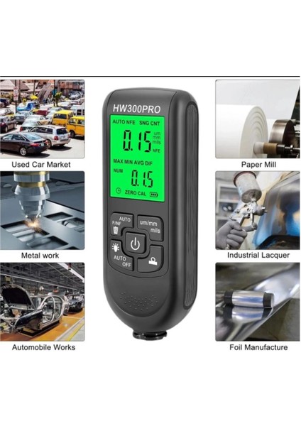 HW-300PRO Araba Boyası Film Otomatik Kalınlık Ölçer 0-2000UM Fe & Nfe Kaplama Kalınlık Test Cihazı M ( Lisinya ) fırsatları