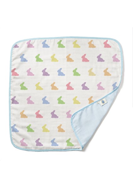 %100 Pamuk Rainbow Lapin Blue 0.5 Tog Çift Kat Müslin Bebek Battaniyesi 65 x 65 cm