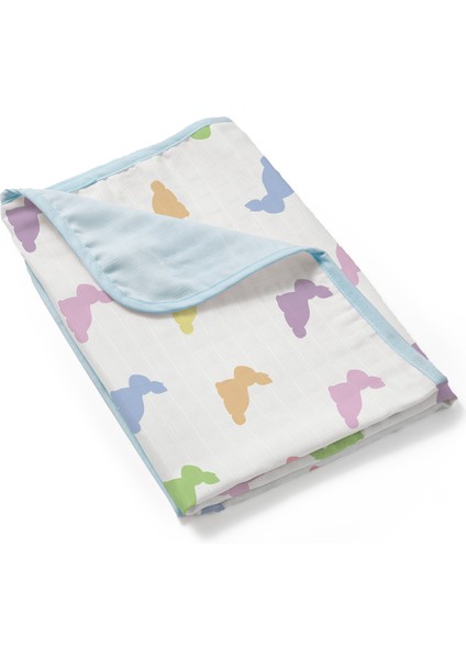 %100 Pamuk Rainbow Lapin Blue 0.5 Tog Çift Kat Müslin Bebek Battaniyesi 65 x 65 cm fiyatları