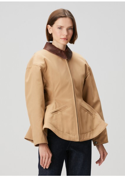 Bej Peplum Ceket