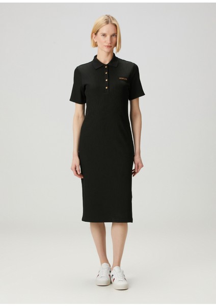 Siyah Midi Polo Elbise