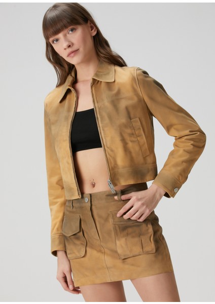 Fitted Camel Deri Mont fırsatları