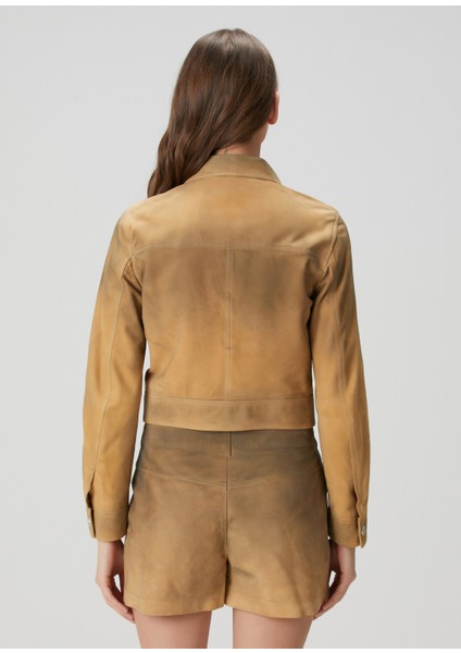 Fitted Camel Deri Mont