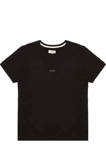 Dog Mom Baskılı Siyah Oversize Kadın T-Shirt indirimleri