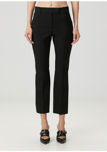 Siyah Crop Yün Pantolon modelleri