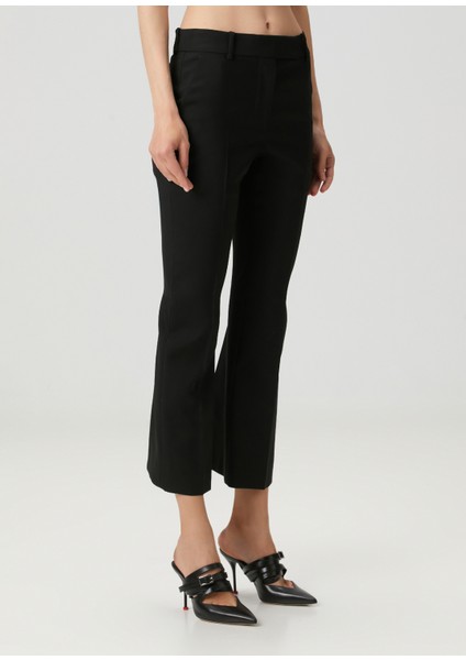 Siyah Crop Yün Pantolon fırsatları