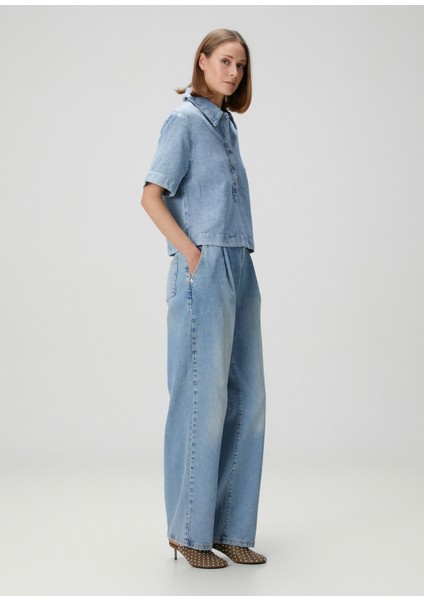 Mavi Kısa Kol Denim Gömlek fiyatları
