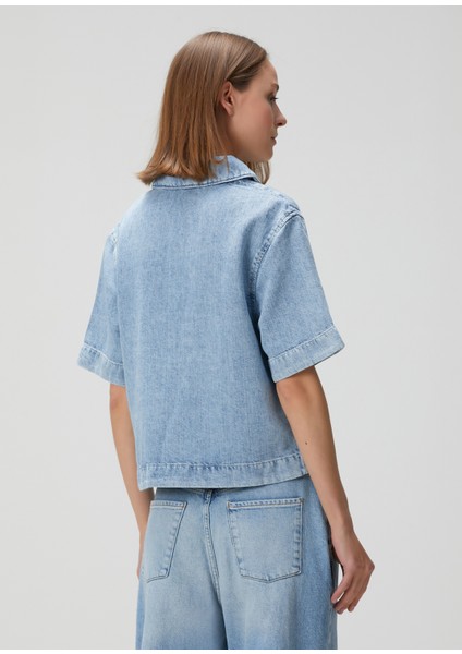 Mavi Kısa Kol Denim Gömlek fırsatları