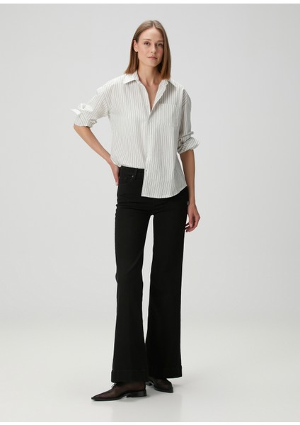 Modern Dojo Siyah Flared Jean Pantolon