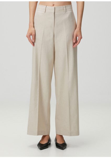 Bej Wide Leg Keten Pantolon fiyatları