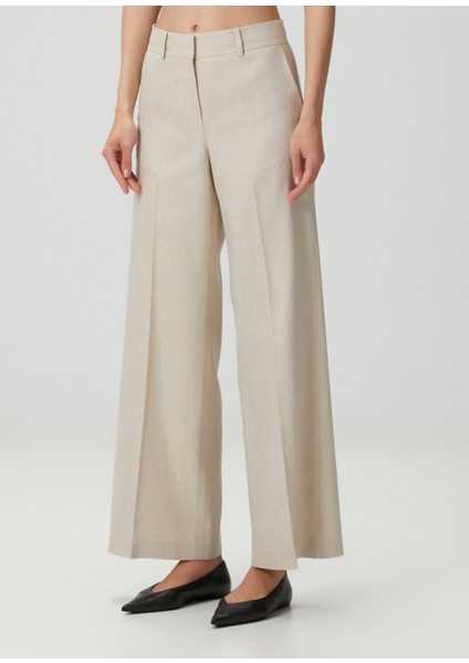 Bej Wide Leg Keten Pantolon modelleri