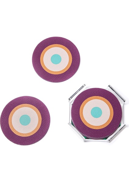 Stella 6lı Mor Deri Bardak Altlığı Seti