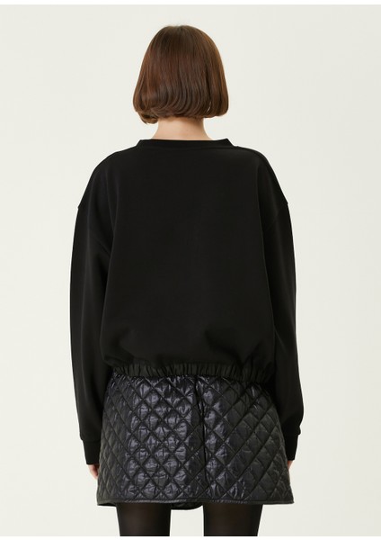 Siyah Bisiklet Yaka Logolu Sweatshirt indirimleri