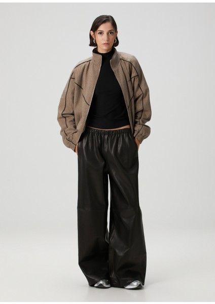 Siyah Jogger Deri Pantolon