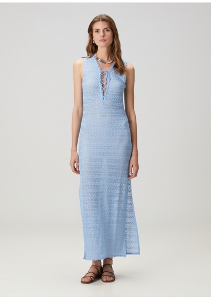 Maddie Mavi Maksi Plaj Elbisesi