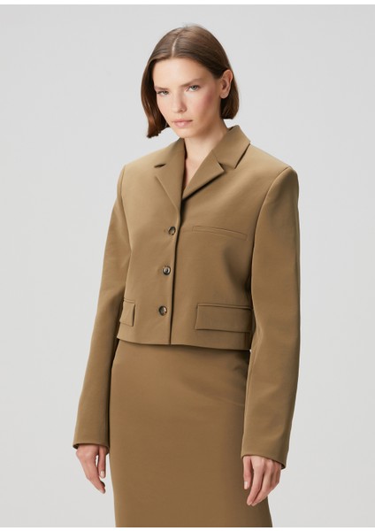 Sinead Kahverengi Crop Jersey Blazer