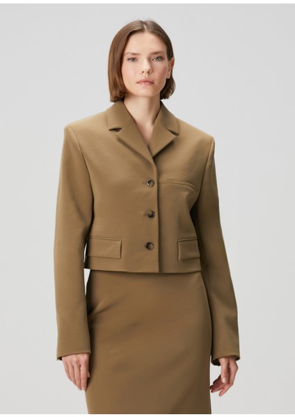 Sinead Kahverengi Crop Jersey Blazer modelleri