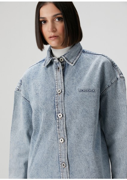 Mavi Bol Kesim Denim Gömlek modelleri
