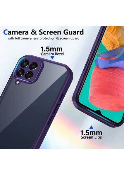 Samsung Galaxy A12/M12,IÇIN Laimtop Kılıf, Kamera Lens Korumalı Hibrit 2'si 1 Arada Şeffaf Kılıf-Mor (Yurt Dışından) fiyatları
